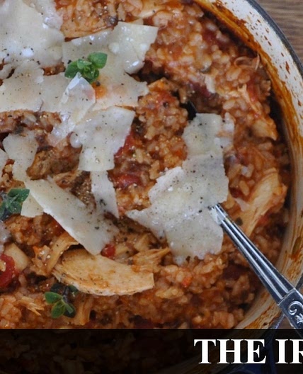 Baked tomato and chicken risotto