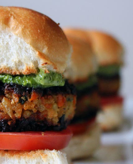 Veggie Masala Burgers with Cilantro Chutney Aioli