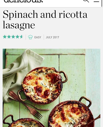 Spinach and pine nut lasagna 