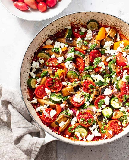 Baked Ratatouille Recipe with Goat Cheese
