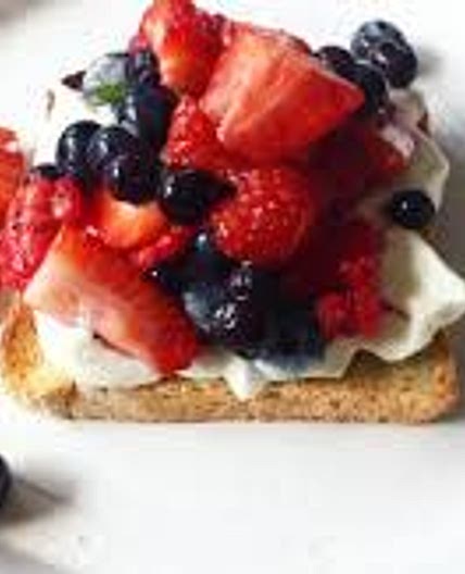 Breakfast bruschetta with cottage cheese and berry salsa