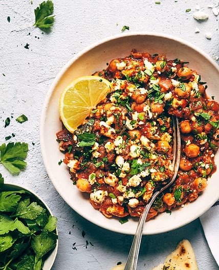 Mediterranean Chickpea Casserole with Spinach and Feta