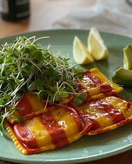 Lobster Ravioli with Microgreens