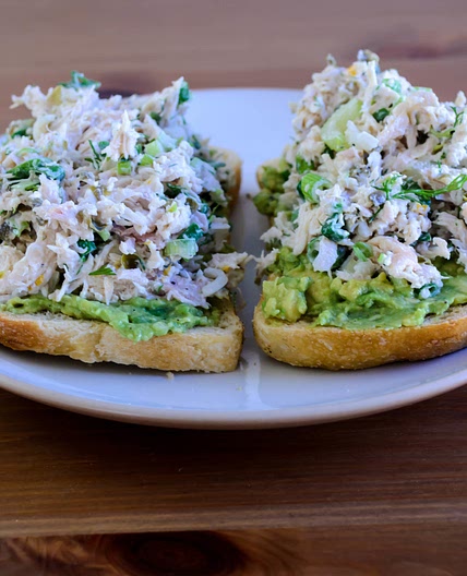 Sharedded mayo chicken and slaw sanga salad