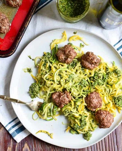 Lamb and pistachio meatball 'spaghetti'