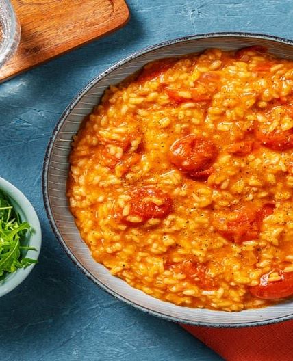 Super Cheesy Oven-Baked Tomato Risotto with Rocket Salad