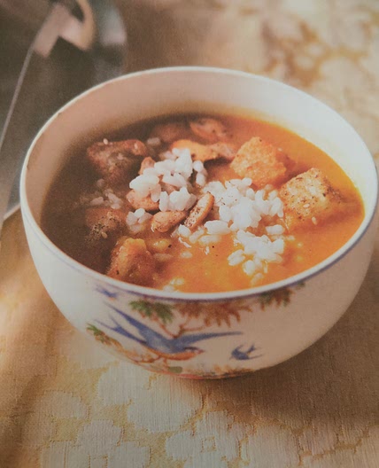 Pumpkin and Rice Soup with Za'atar Croutons