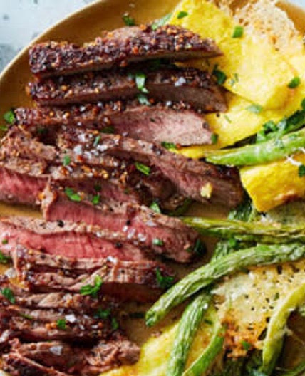 Butter-Basted Steak with Parm. Roasted Veg & Herb Aioli/Butter 