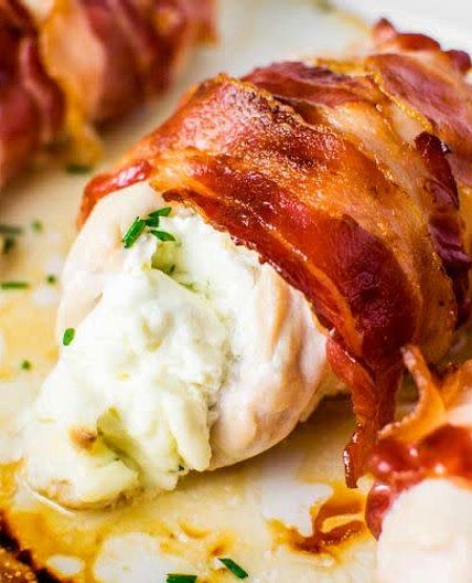 Bacon Wrapped Herbed Cream Cheese Chicken
