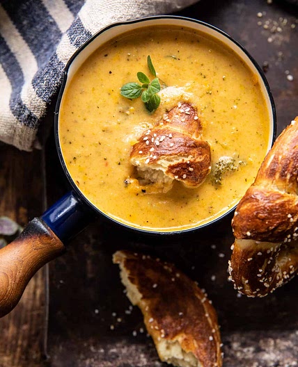 Lighter Creamy Broccoli Cheddar Soup