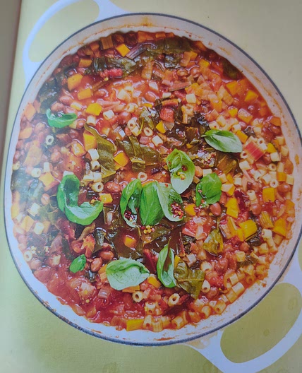 All-in-One Kale and Borlotti Minestrone with Ditalini, Chili Oil and Pine Nuts