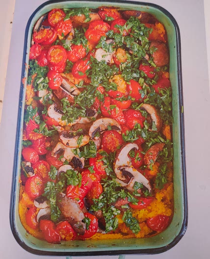 Warming Sweet Potato and Mushroom Polenta with Tomatoes