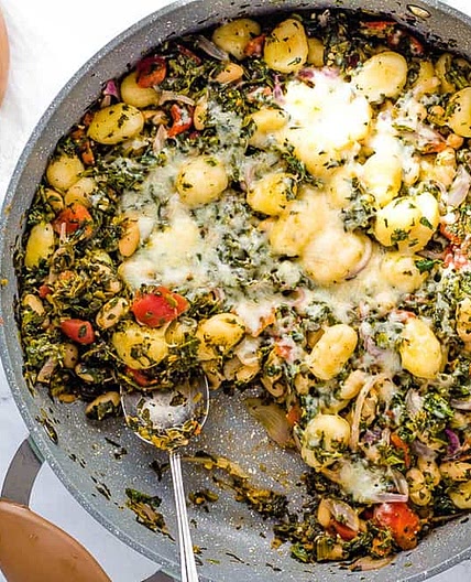 Veggie Gnocchi with Spinach and White Beans