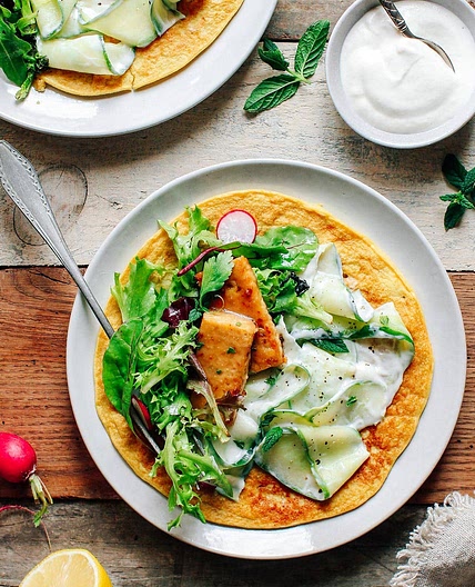Creamy Cucumber Salad with Miso Tempeh