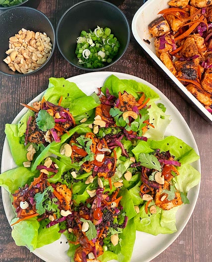 Salmon low carb lettuce wraps 