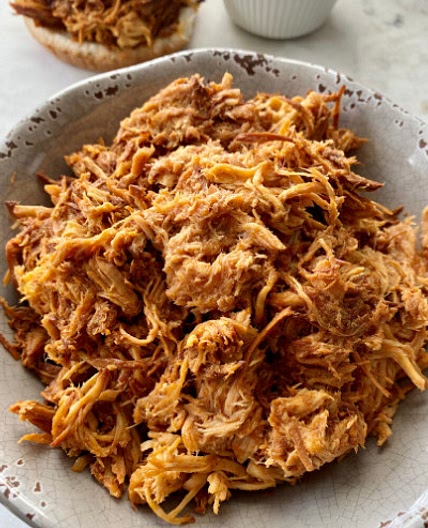 Shredded BBQ Crockpot Chicken
