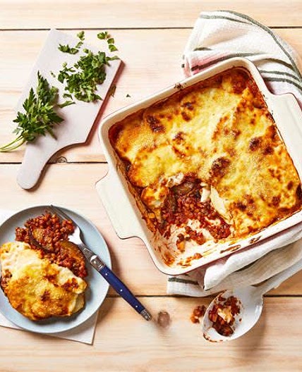 Aubergine and yogurt moussaka