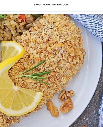 Air Fryer Walnut Crusted, Pesto Stuffed Chicken