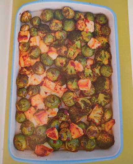 Spicy Harissa Sprouts and Broccoli with Halloumi and Spinach