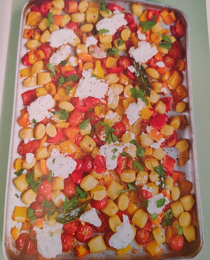 Crispy Gnocchi with Roasted Peppers, Chili, Rosemary and Ricotta