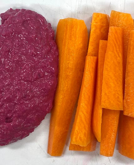 Carrot Sticks with Beetroot Dip
