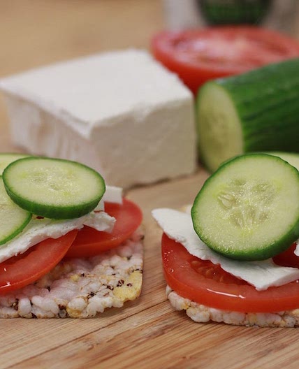 Feta, Cucumber and Tomato Stacks