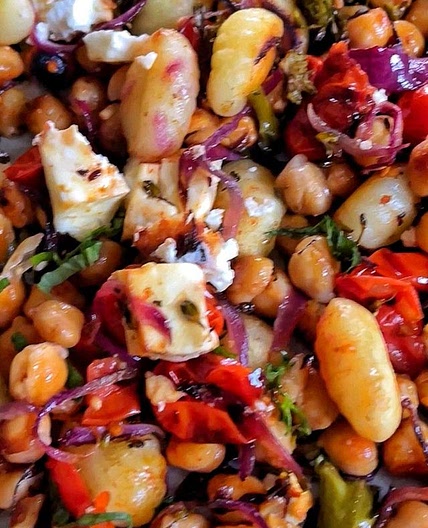 Mediterranean Sheet Pan Gnocchi with Crispy Chickpeas!!
