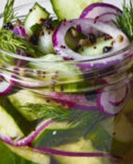 Pickled cucumber & red onion with mustard seeds