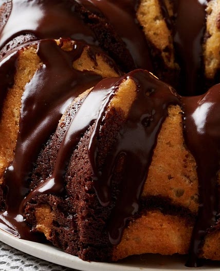 Chocolate & Lemon Marble Bundt Cake #Bundtbakers