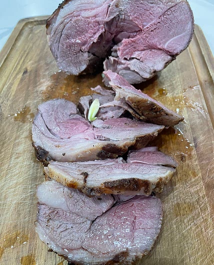 Oven roasted leg of lamb