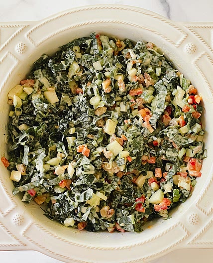 Tuscan Kale Chopped Salad with Lemon Tahini Dressing (Vegetarian, Gluten-Free)