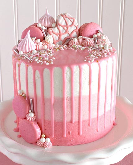 Pink Ombre Drip Layer Cake