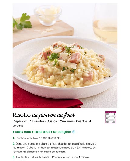 Risotto au jambon au four