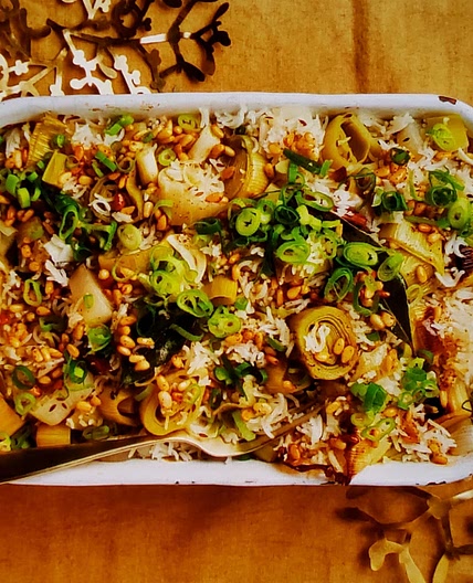 Four-Allium Baked Rice (Ottolenghi)