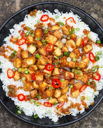 Crispy Sesame Tofu with Sticky Sauce