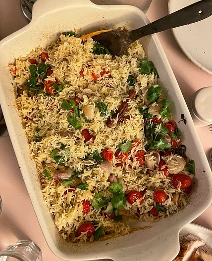 Baked Rice With Slow-Roasted Tomatoes and Garlic