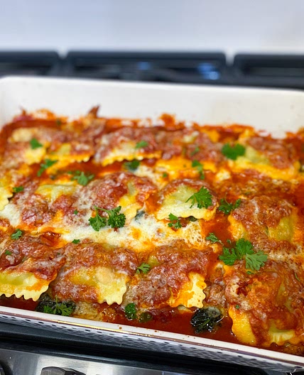 Simple Cheese Ravioli Bake