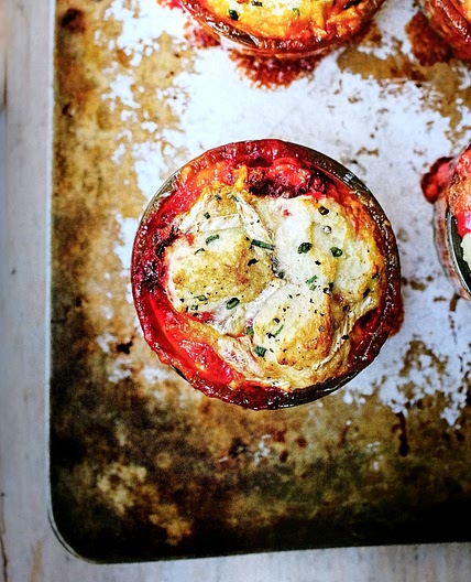 Beetroot chive and camembert strata