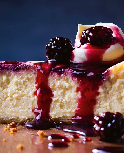 Honey and blackberry swirl cheesecake