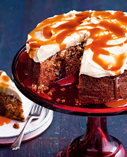 Beetroot and carrot cake with caramel icing