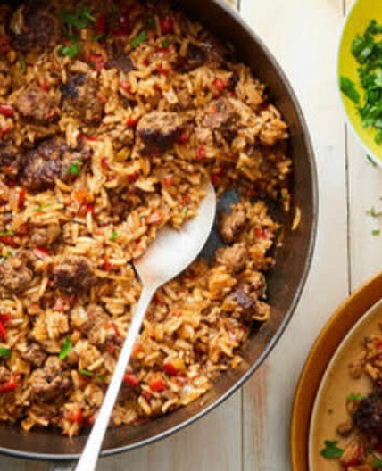 Cajun Dirty Rice with Garlic Aioli