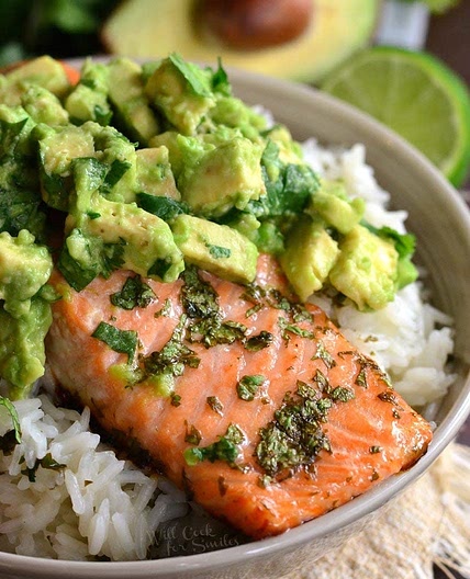 Avocado Salmon Rice Bowl