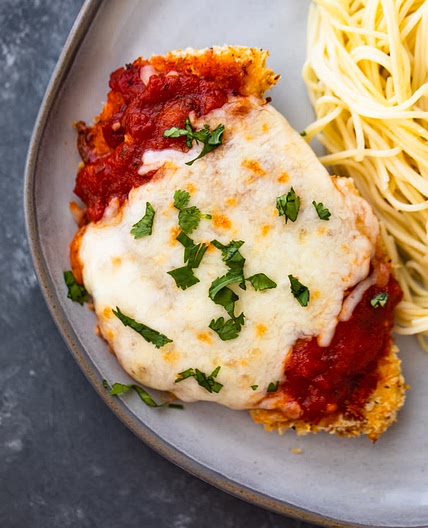 Baked Chicken Parmesan with Spaghetti Squash