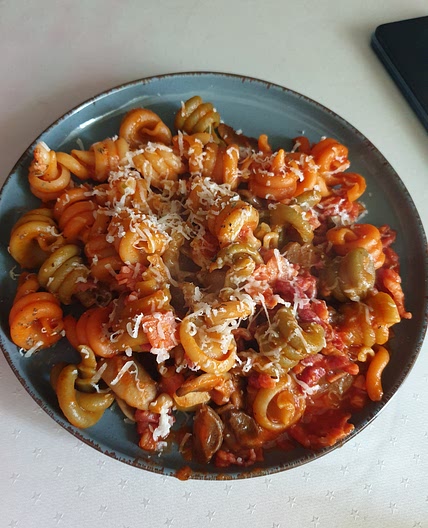 Pasta Milanese with trottole tricolore