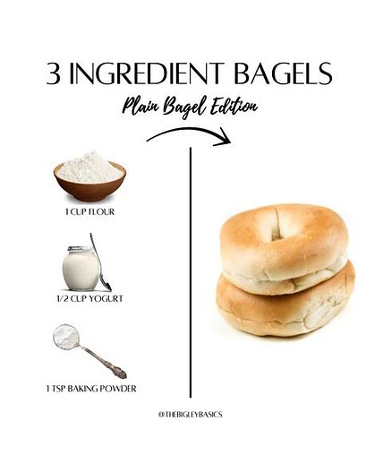 3 Ingredient Vegan and Gluten Free Friendly Plain Bagels! This bagel requires just 3 ingredients to make and can be made in less than 30 minutes, start to finish. SAVE this recipe for later or SEND it to a friend 🥯 . Ingredients: 1 cup flour of choice (al
