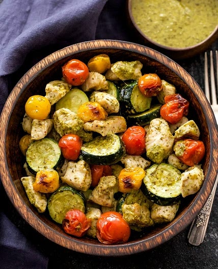 Pesto Chicken + Tomatoes + Zucchini