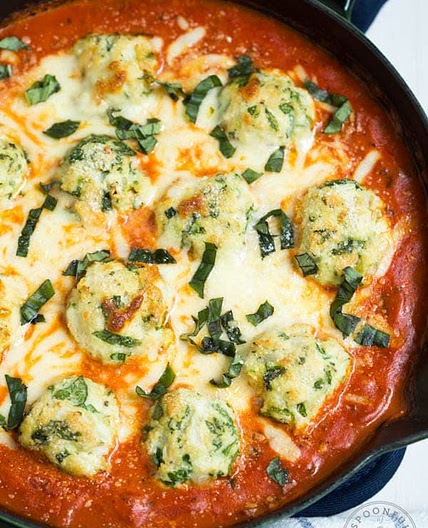 Chicken Parmesan Meatballs in Creamy Tomato Sauce