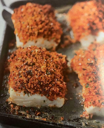 Baked Fish with Chorizo Crust