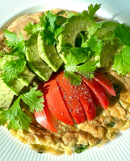 Spinach Avocado Open Omelette- all time breakfast