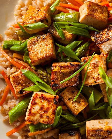 Pan Fried Sesame Garlic Tofu 
